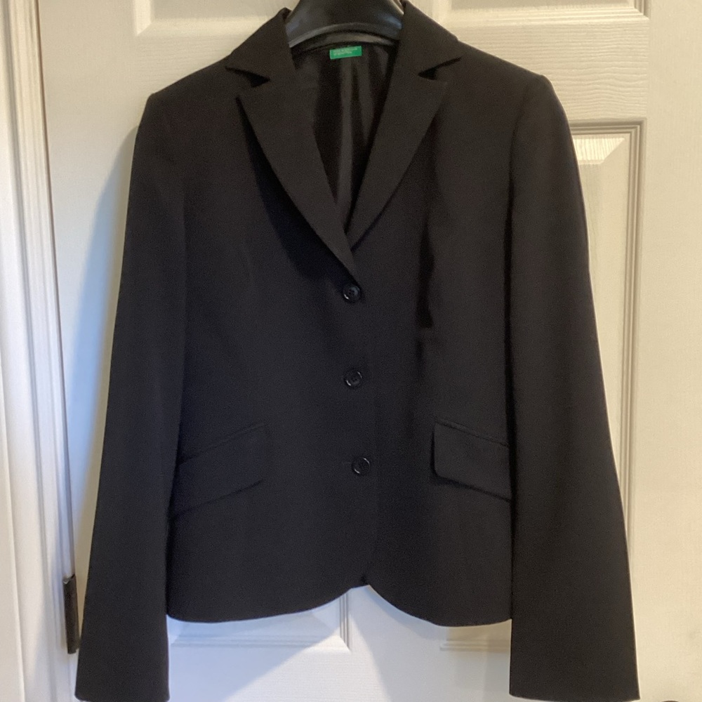 United Colors of Benetton Classic Black 3-button Blazer, Size 44